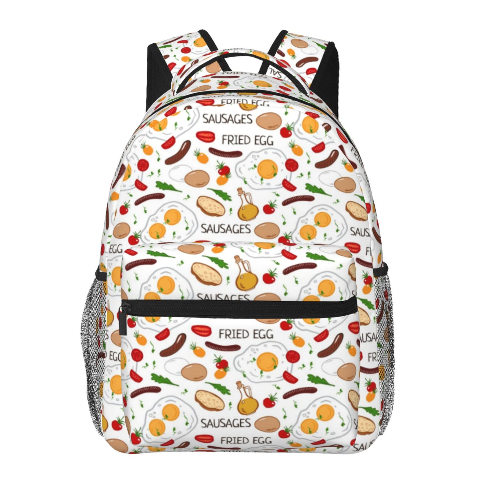 Fotbe Sausage Tomato Toast Pattern Casual Backpack for School, Travel ...