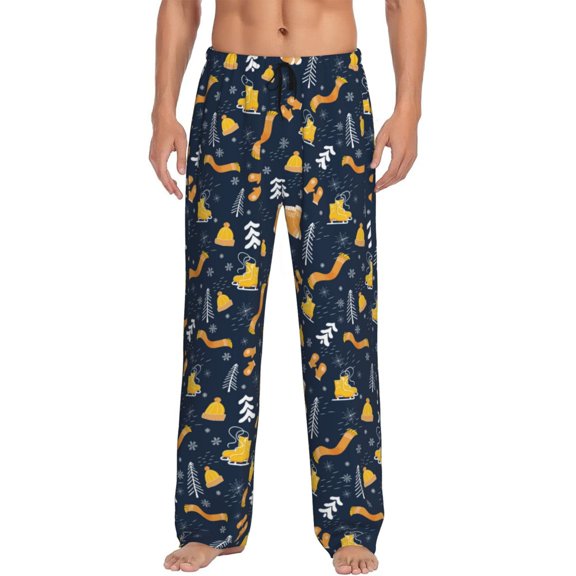 Fotbe Scarf Ski Shoes sock Men's Pajama Pants,Sleepwear Pants,Pj Bottoms Drawstring And Pockets-X-Large