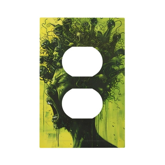 Fotbe Screaming Horror Art Print Duplex Receptacle Wall Plate, 1-Gang 5.0" x3.0" Wall Outlet Covers, Dual Outlet Faceplates Covers, Color-matched Screws Included-Style S