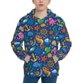 thumbnail image 1 of Fotbe Sea Fish Pattern Youth Pullover Hooded Sweatshirt, Boys Hoodie, Kangaroo Pocket Hoodie for Kids Girls -Large, 1 of 6