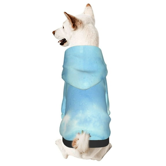 Fotbe Sea and Fish Print Small Dog Sweater Hoodies Pet Grey Hooded Soft Fleece Sweatshirts with Pocket Fall Winter Puppy Cat Sweaters Warm Clothes-X-Small