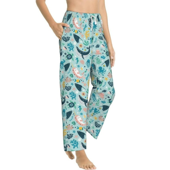 Fotbe Sea Life Women's Pajama Pants,Sleepwear Pants,Pj Bottoms Drawstring And Pockets-Small