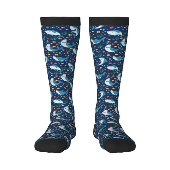 Fotbe Sea Sharks print Women's Men's Novelty Crew Socks Cotton Socks Knee High Socks for Walking,Running,Nurses,Pregnancy