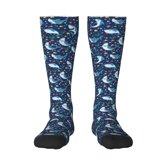 Fotbe Sea Sharks print Women's Men's Novelty Crew Socks Cotton Socks Knee High Socks for Walking,Running,Nurses,Pregnancy