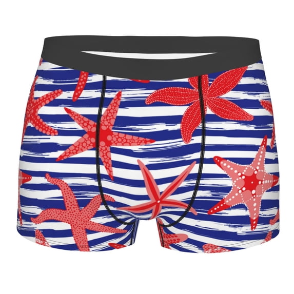 Fotbe Sea Stars Men’s Total Support Pouch Boxer Briefs, X-Temp Cooling, Moisture-Wicking Underwear, Regular, Long-leg and Trunk-Medium