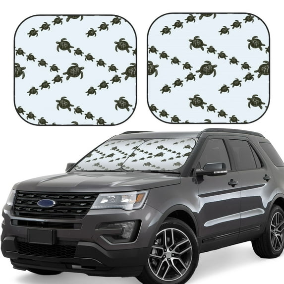 Fotbe Sea Turtle 2-Piece Car Windshield Sun Shade | Sun Blocker for Car Windshield | Foldable Automotive Interior Accessories for Sun Protection-Small