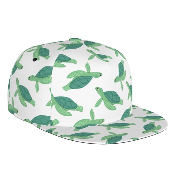 Fotbe Sea Turtle Flat Bill Visor Cap Classic Snapback Hat Polyester Foam Trucker Hat Trucker Cap Adjustable Baseball Cap