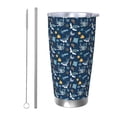 thumbnail image 1 of Fotbe Sea Turtle Pattern 20 oz Tumbler Stainless Steel Vacuum Insulated Coffee Ice Cup Double Wall Travel Flask Leak-proof Coffee Cup-Straw Two-piece Set, 1 of 8