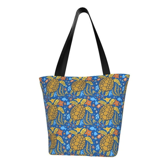 Fotbe Sea Turtle Pattern Beach Tote,Shoulder Handbag,Spacious Tote Bag,Lightweight Travel Bag,Versatile Shopping Bag