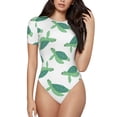 thumbnail image 1 of Fotbe Sea Turtle Women's Crew Neck Short Sleeves Bodysuit Tops Round Neck Slim Sleeveless Soft Comfortable Basic-Large, 1 of 9