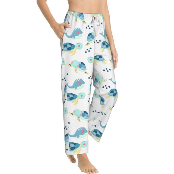 Fotbe Sea Turtle Women's Pajama Pants,Sleepwear Pants,Pj Bottoms Drawstring And Pockets-Medium