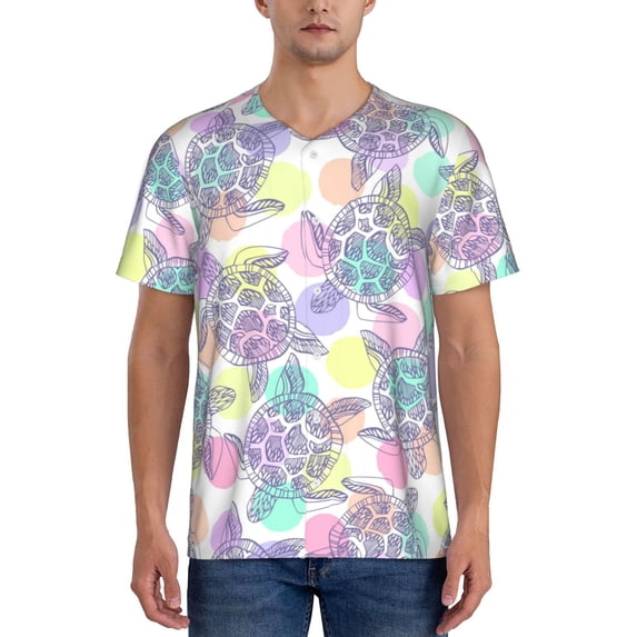 Fotbe Sea Turtles Baseball Jersey Shirt for Men and Women, Casual Short Sleeves Button Down T-Shirt-X-Large