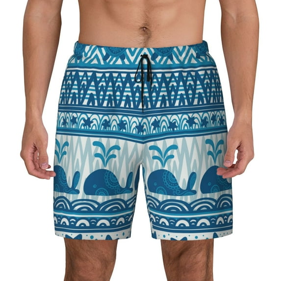 Fotbe Sea Underwater Animals Men’s Swim Trunks Quick Dry Swim Shorts Board Shorts with Mesh Lining-X-Large
