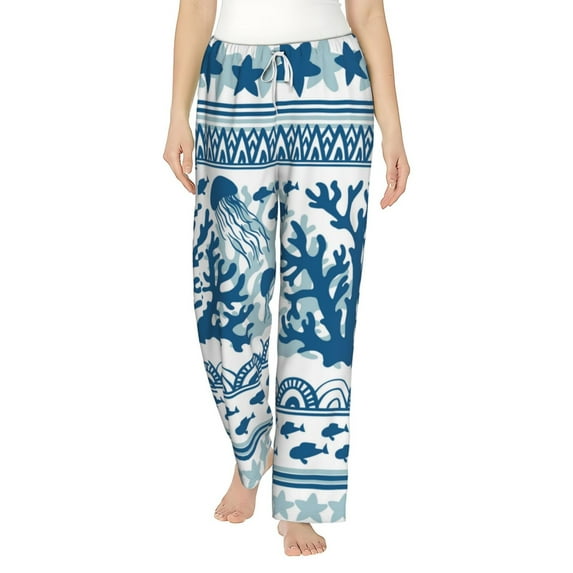 Fotbe Sea Underwater Jellyfish Women's Pajama Pants,Sleepwear Pants,Pj Bottoms Drawstring And Pockets-XX-Large