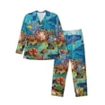 thumbnail image 1 of Fotbe Sea World Pattern Long Sleeve Pajama Set for Men,Sleepwear Set,2-piece Loungewear Set,Soft PJs Comfy Nightwear with Pockets-Medium, 1 of 7