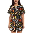 thumbnail image 1 of Fotbe Seafood And Drinks Print Pajama Set for Women 2 Piece Loungewear Short Sleeve Tops and Shorts Set Soft Sleepwear-Large, 1 of 7