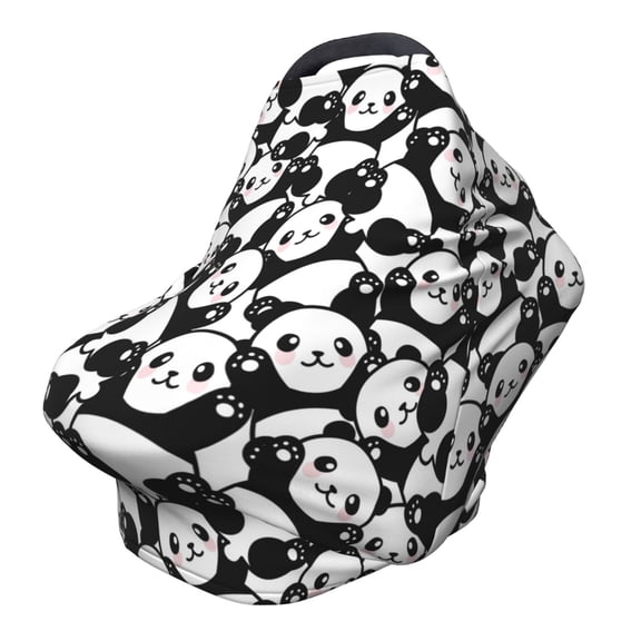Fotbe Seamless Pattern Cute Panda Pattern Car Seat Covers for Babies, Nursing Breastfeeding Cover Infant Carseat Canopy, Soft Stretchy Carrier Cover