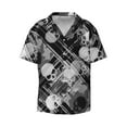 thumbnail image 1 of Fotbe Seamless Pattern With Skulls print Short Sleeve Button Down Shirts for Men Casual Summer Beach Wrinkle Free Shirt-Small, 1 of 7