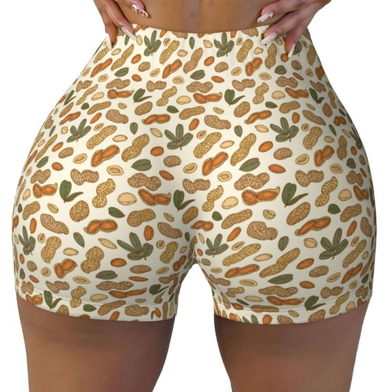 Fotbe Set With Peanut Seamless Shorts, Womens Workout Shorts High Waist Stretch Booty Short for Gym/Yoga/Running/Biking-X-Large