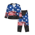 thumbnail image 1 of Fotbe Shark With USA Flag Pattern Long Sleeve Pajama Set for Women,Sleepwear Set,2-piece Loungewear Set,Soft PJs Comfy Nightwear with Pockets -Medium, 1 of 7