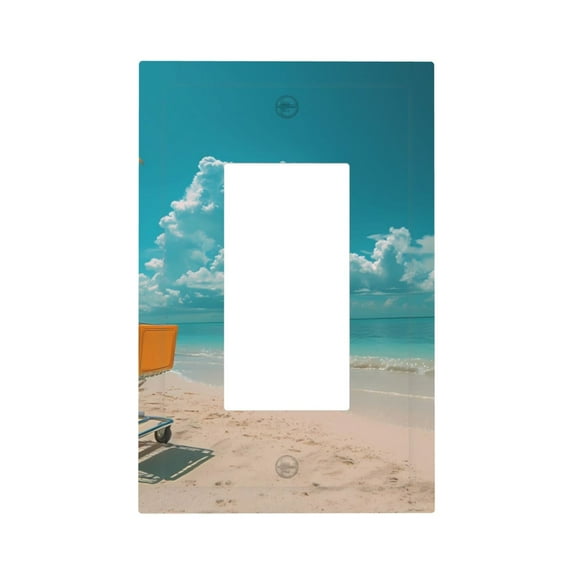 Fotbe Shopping Cart On Tropical Beach Print Duplex Receptacle Wall Plate, 1-Gang 5.0" x3.0" Wall Outlet Covers, Dual Outlet Faceplates Covers, Color-matched Screws Included-Style U