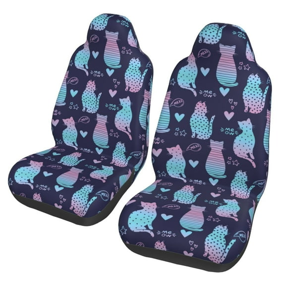 Fotbe Silhouette Cats Pattern Automotive Seat Covers for Cars Trucks and SUVs – Car Seat Covers for Front Seats,Protective Seat Covers,Vehicle Seat Covers, Set of 2