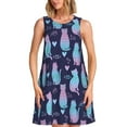 thumbnail image 1 of Fotbe Silhouette Cats Pattern Women’s Summer Tank Midi Dress – Sleeveless A-Line Dress, Floral T-Shirt Dress, Casual Flowing Beach Sundress, 1 of 7