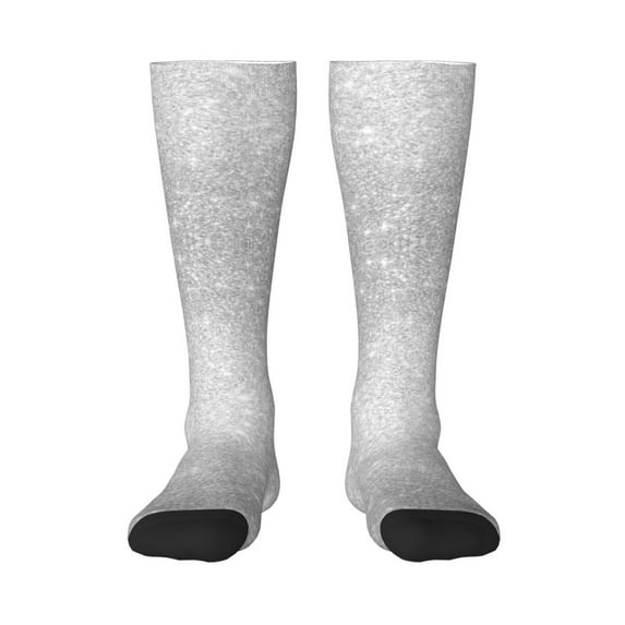 Fotbe Silver Glitter print Women's Men's Novelty Crew Socks Cotton Socks Knee High Socks for Walking,Running,Nurses,Pregnancy