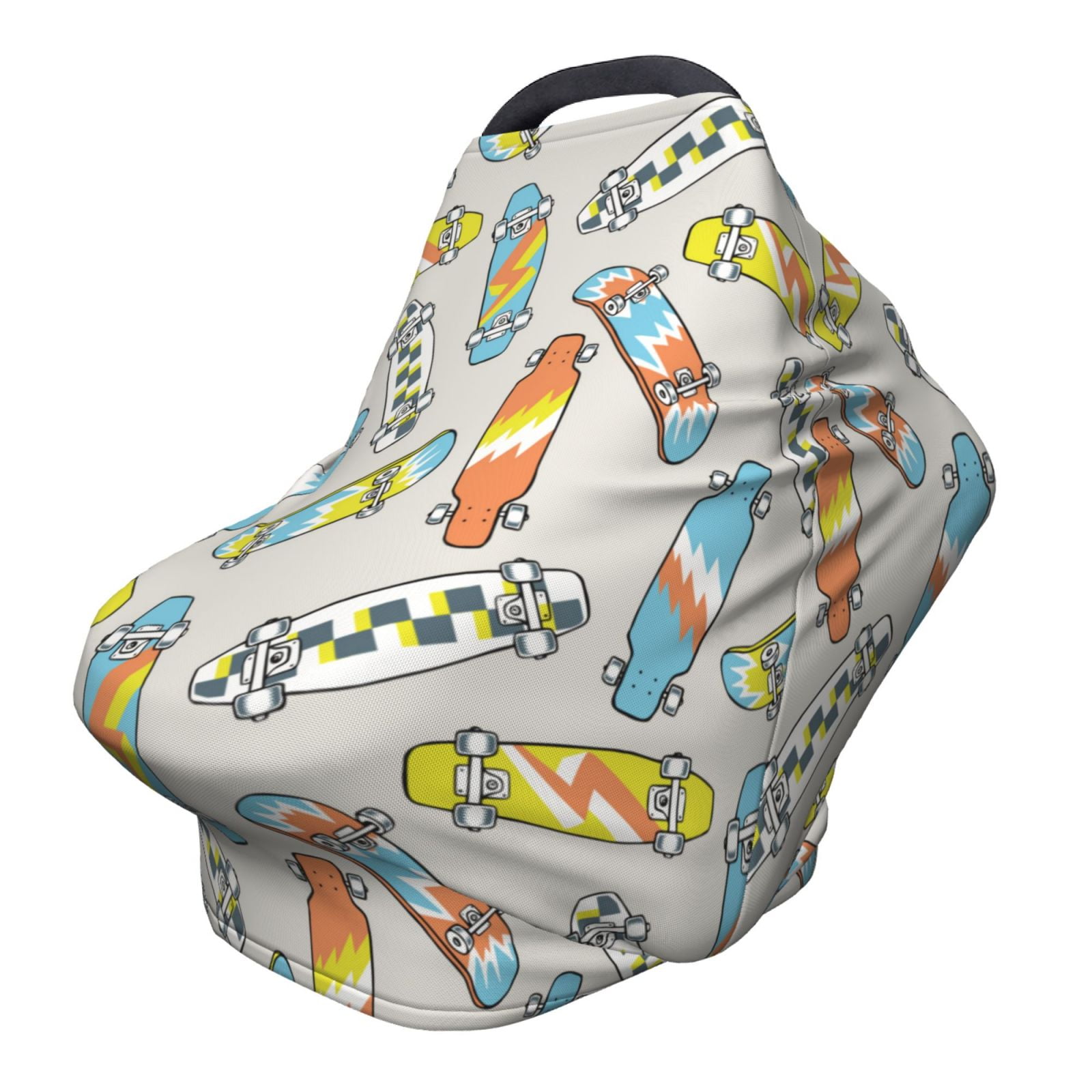 Fotbe Skateboard Pattern Car Seat Covers for Babies, Nursing Breastfeeding Cover Infant Carseat Canopy, Soft Stretchy Carrier Cover