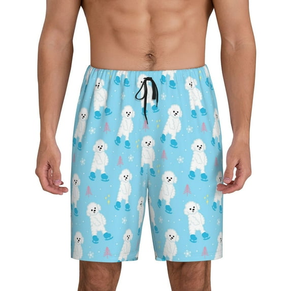Fotbe Skating Poodle Fun Pajama Shorts for Men, Men's Pajama Bottoms, Sleepwear,Short Pajama Pants-4X-Large