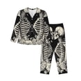 thumbnail image 1 of Fotbe Skeletons Love Flowers Pattern Long Sleeve Pajama Set for Women,Sleepwear Set,2-piece Loungewear Set,Soft PJs Comfy Nightwear with Pockets -X-Large, 1 of 7