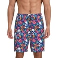 thumbnail image 1 of Fotbe Skull Daisy Pajama Shorts for Men, Men's Pajama Bottoms, Sleepwear,Short Pajama Pants-4X-Large, 1 of 9