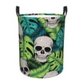 thumbnail image 1 of Fotbe Skull and Palm Leaves Laundry Basket with Handles, Waterproof Large Laundry Hamper, Wash Bag for Corner Dorm, Rolling Laundry Basket with Handles-Small, 1 of 8