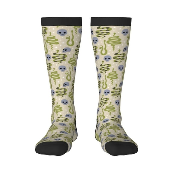 Fotbe Skull Snake print Women's Men's Novelty Crew Socks Cotton Socks Knee High Socks for Walking,Running,Nurses,Pregnancy