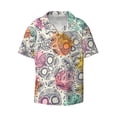 thumbnail image 1 of Fotbe Skull and Flowers print Short Sleeve Button Down Shirts for Men Casual Summer Beach Wrinkle Free Shirt-, 1 of 7