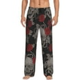 thumbnail image 1 of Fotbe Skull and Red Roses Men's Pajama Pants,Sleepwear Pants,Pj Bottoms Drawstring And Pockets-Large, 1 of 9