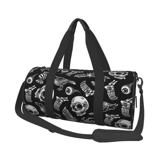 Fotbe Skull bird bat spider Pattern Foldable Sports Gym Bag with Wet