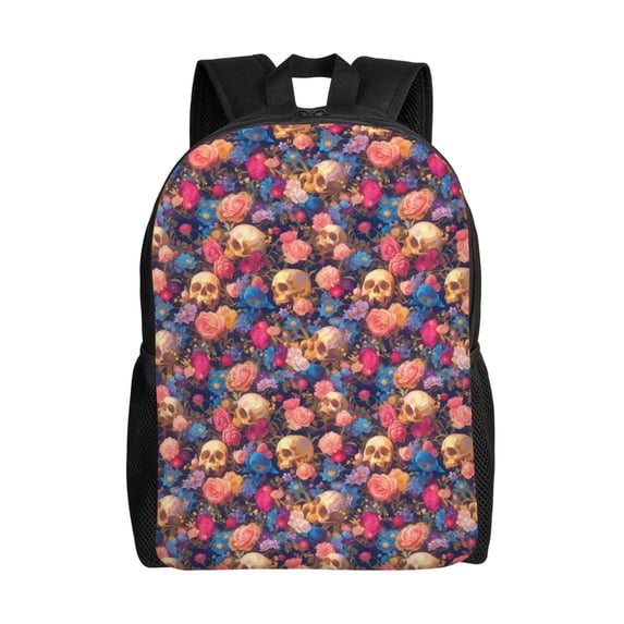 Fotbe Skull colorful daisy Travel Laptop Backpack, Business Slim Sturdy Laptops Backpack, Water Resistant College School Computer Bag Gift for Men & Women Fits 15.6 Inch Notebook