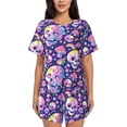 thumbnail image 1 of Fotbe Skull colorful mushroom Print Pajama Set for Women 2 Piece Loungewear Short Sleeve Tops and Shorts Set Soft Sleepwear-3X-Large, 1 of 7
