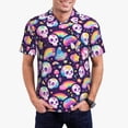 thumbnail image 1 of Fotbe Skull colorful mushroom rainbow Pattern Men’s Golf Polo Shirt – Breathable Performance Golf Shirt with Button-Down Collar-4X-Large, 1 of 6