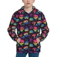 thumbnail image 1 of Fotbe Skull mushroom colorful Pattern Youth Pullover Hooded Sweatshirt, Boys Hoodie, Kangaroo Pocket Hoodie for Kids Girls -X-Large, 1 of 6