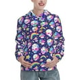 thumbnail image 1 of Fotbe Skull mushroom rainbow space Pattern Womens Long Sleeve Hoodie, Pullover Hooded Sweatshirt, Kangaroo Pocket Hoodie with Eye-catching Drawstrings-XX-Large, 1 of 7