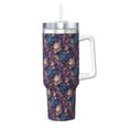 thumbnail image 1 of Fotbe Skull starry sky flower Pattern 40oz Ice Bully With Handle And Straw Stainless Steel Vacuum Insulated Cup And 2 In 1 Straw Lid, 1 of 8