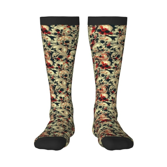 Fotbe Skulls1 print Women's Men's Novelty Crew Socks Cotton Socks Knee High Socks for Walking,Running,Nurses,Pregnancy