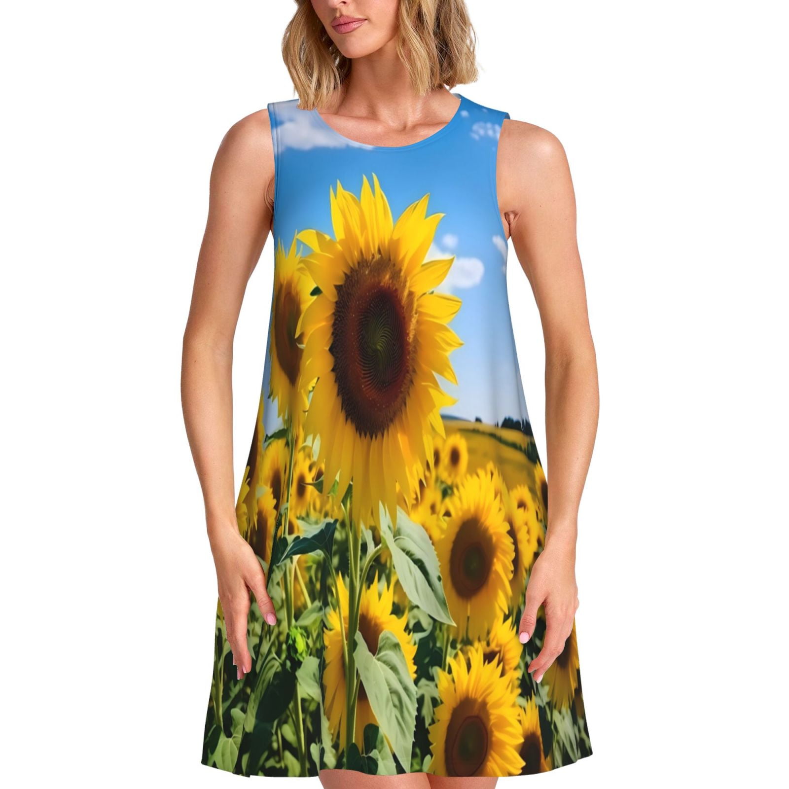 Floral Garden Sky Short Tank Dress main image 1