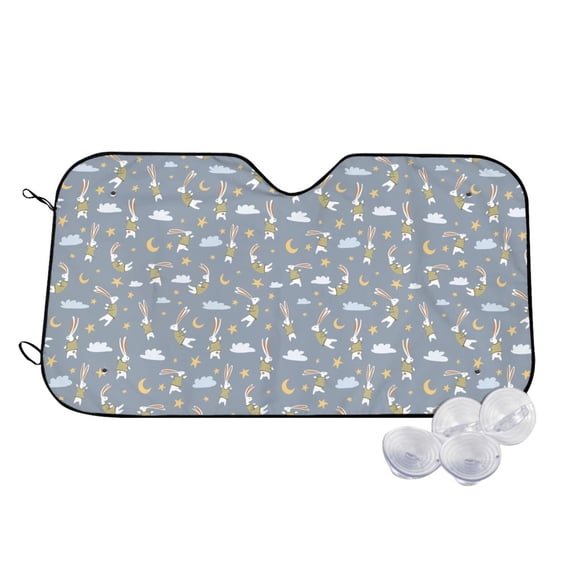 Fotbe Sleep Rabbit Car Windshield Sunshade | Sun Visor Protector Front Window Shade, Keeps Out UV Rays, Keeps Your Vehicle Cool-Small