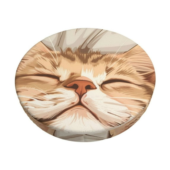 Fotbe Sleeping Cat In Blanket Stool Covers Round,Waterproof Round Bar Stool Covers Bar Chair Covers Washable Stool Cushion Slipcover for 12-14 Inch Chair-