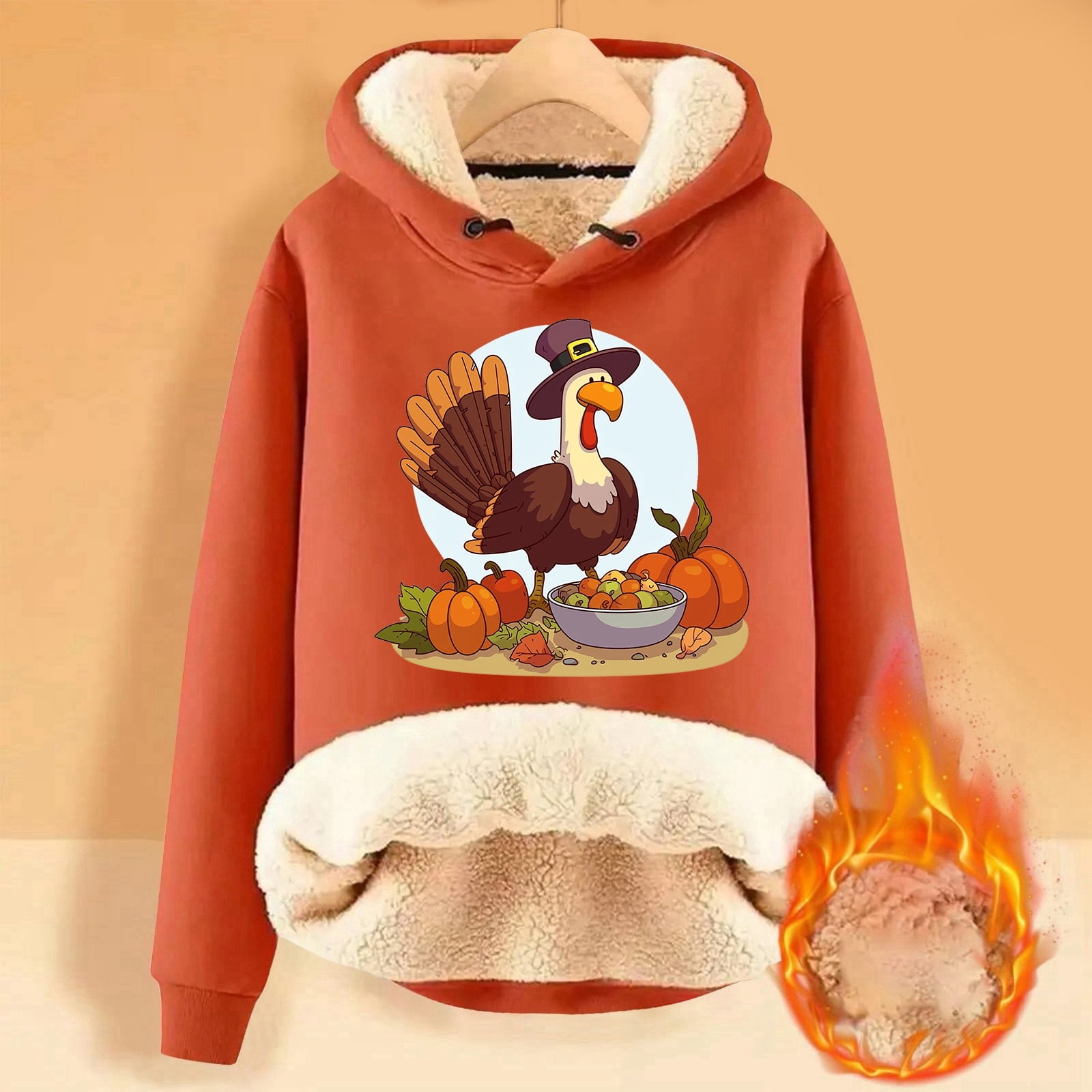 Women's Thanksgiving Turkey Cartoon Print Hoodie Long Sweatshirt with Pocket Clothes Women Womens Hoodie Full Zip Sweatshirts Baggy Long Jacket Tunic Long Loose Sweatshirts Women Tan Sweatshirt Women