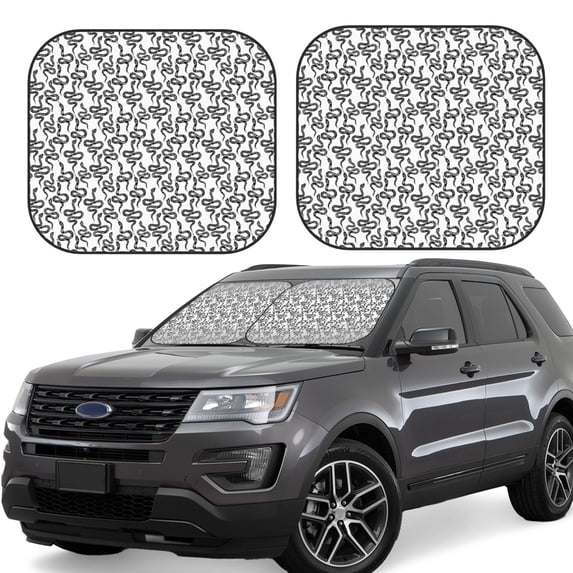 Fotbe Snake 2-Piece Car Windshield Sun Shade | Sun Blocker for Car Windshield | Foldable Automotive Interior Accessories for Sun Protection-Medium