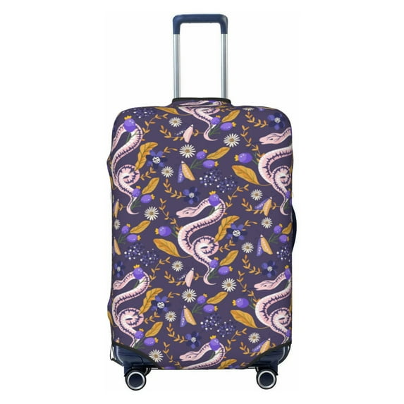 Fotbe Snake And Floral Luggage Cover Protector,Suitcase Protector,Scratch and Dirt Resistant,Fits 18-32 Inch Luggage-Medium